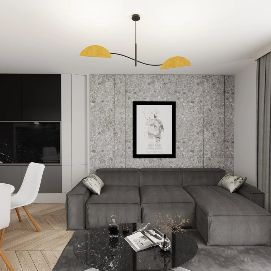 Plafoniera Lotus design foglie nero/arancio 2xE14 Emibig