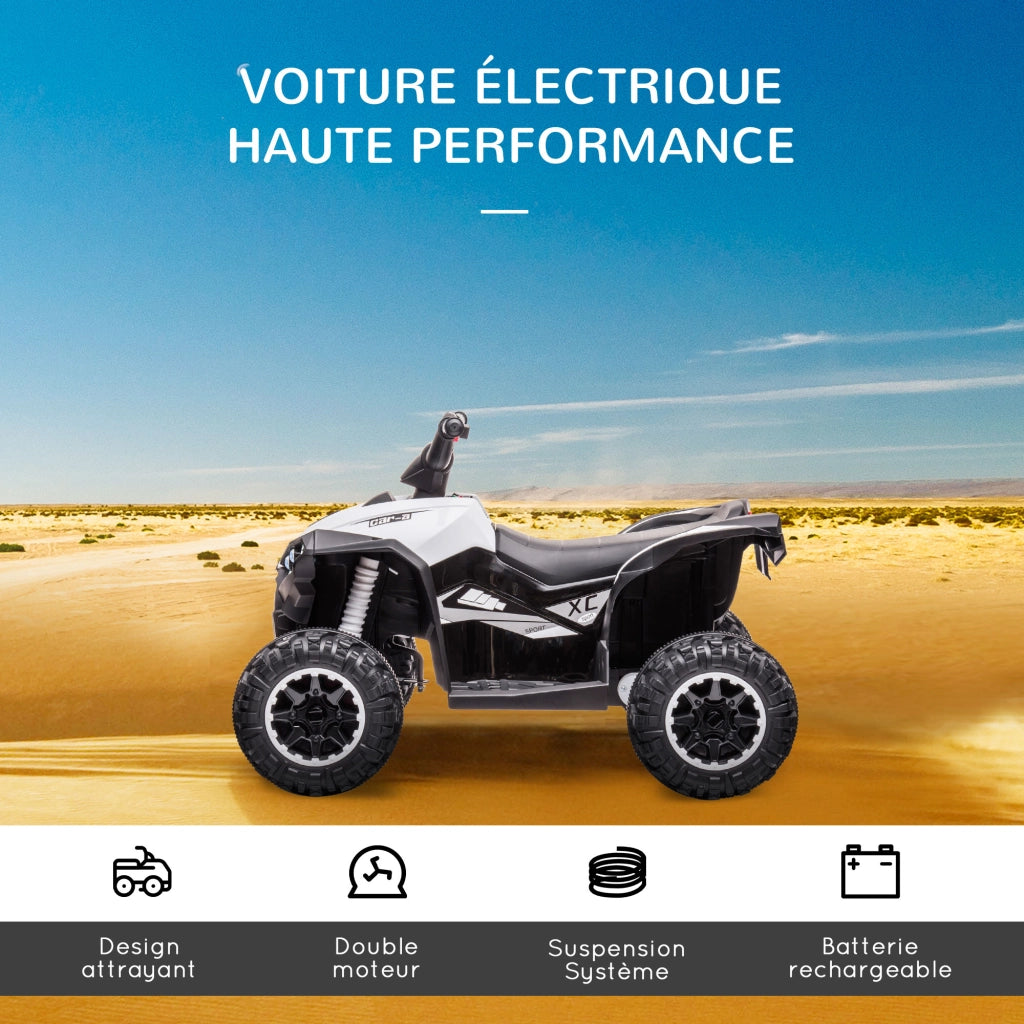 Quad elettrico per bambini ¨C Minimal ¨C 12V, nero, bianco, metallo, PP