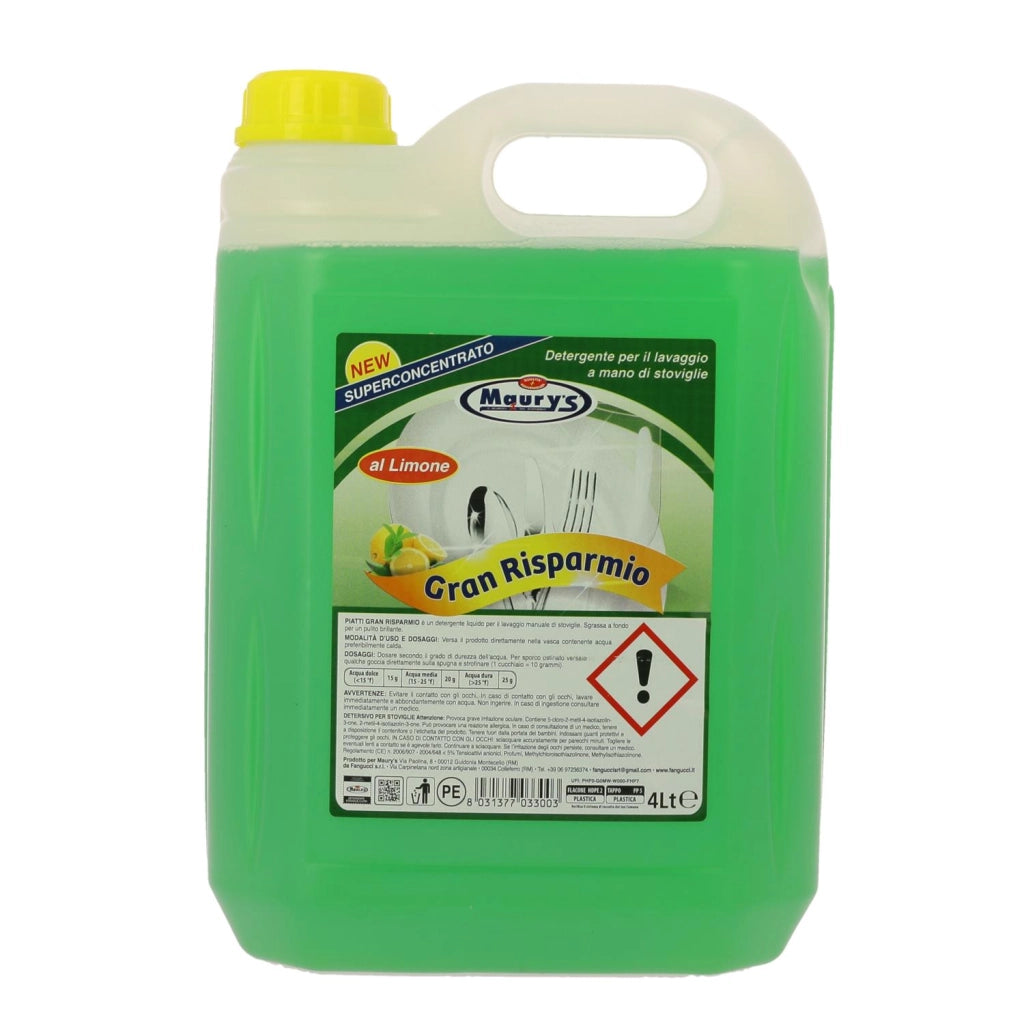 MAURY'S DETERGENTE SUPERCONCENTRATO PER PIATTI DA 4 LT AL LIMONE