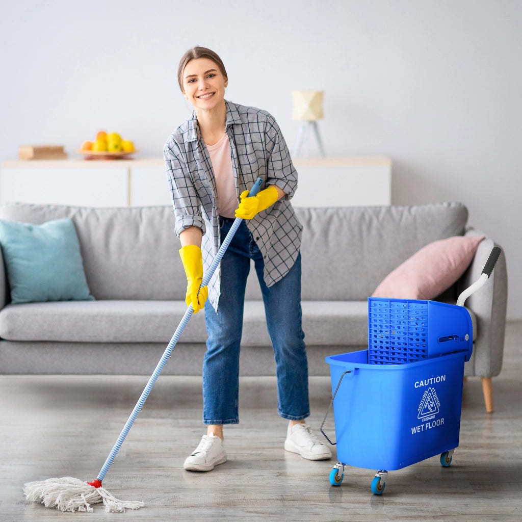 Secchio per lavapavimenti con strizzatore ¨C Minimal ¨C Blu, plastica, 20 L