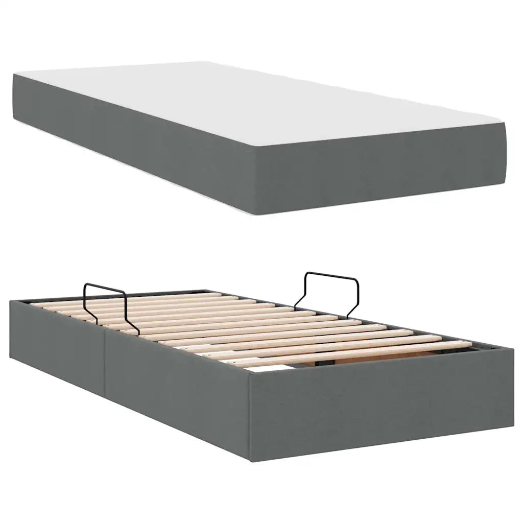 Letto con contenitore e materasso Grigio scuro 90 x 200 cm 3399635