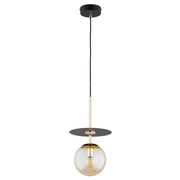 Lampada a sospensione QEENCY Alfa nero-oro sfera ambra E14 10W