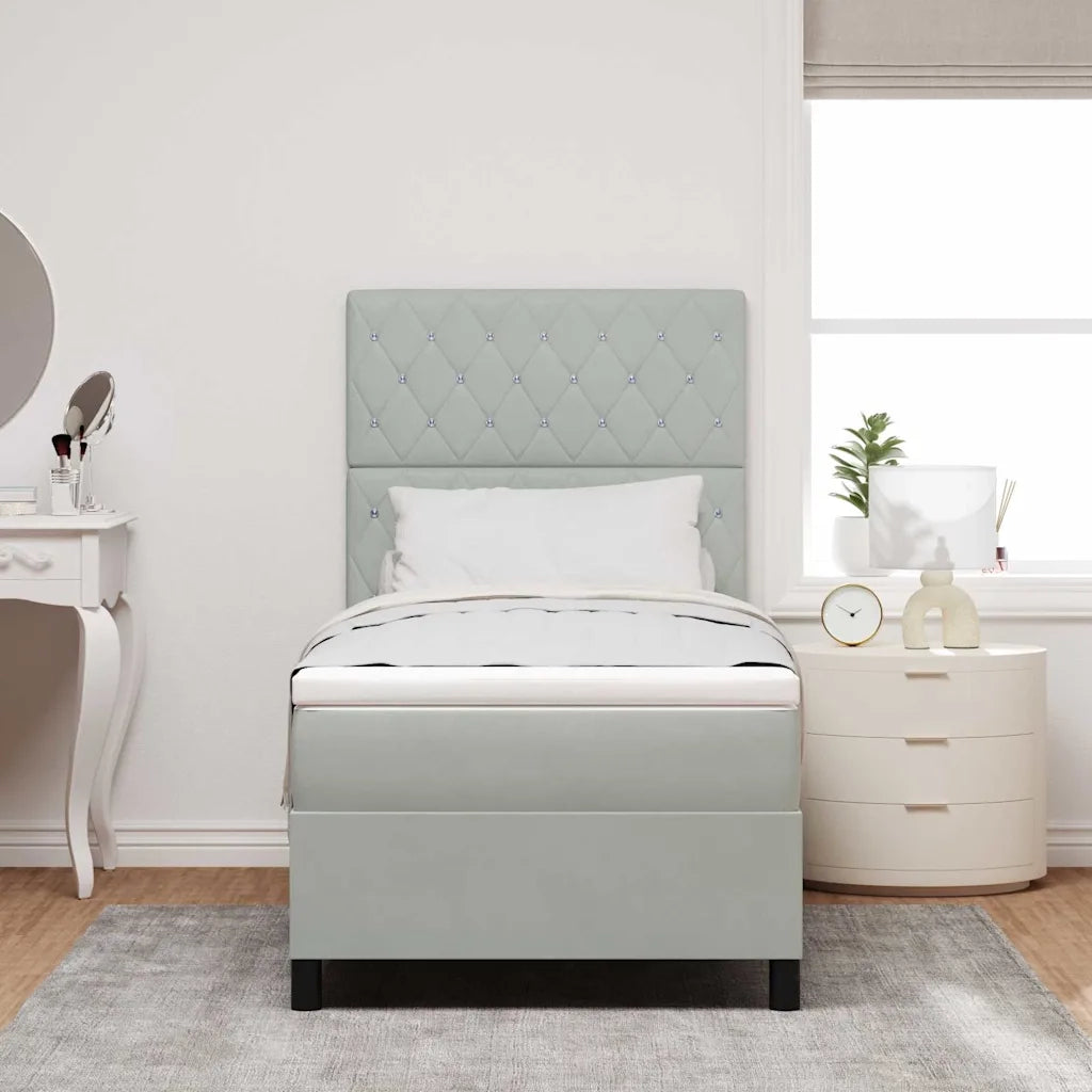 Letto a molle con materasso Grigio chiaro 90 x 190 cm Tessuto 3339734