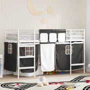 Struttura del Letto Loft per Bambini con Tendine-Giroletto per bambini Bianco e Nero 117516