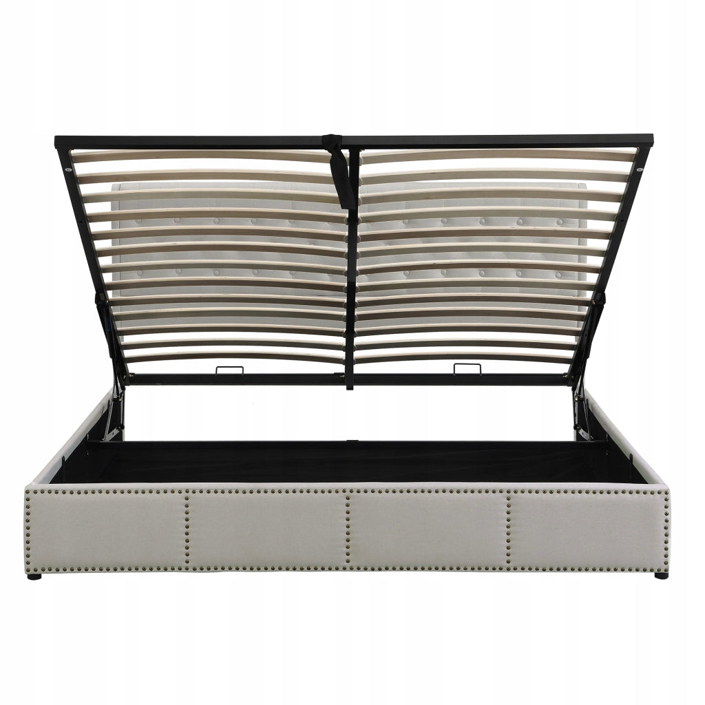 Letto imbottito con idraulica - Xylo - 180x200 - Grigio