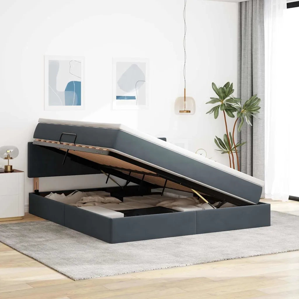 Letto con Contenitore Grigio scuro 180 x 200 cm Velluto 3370894