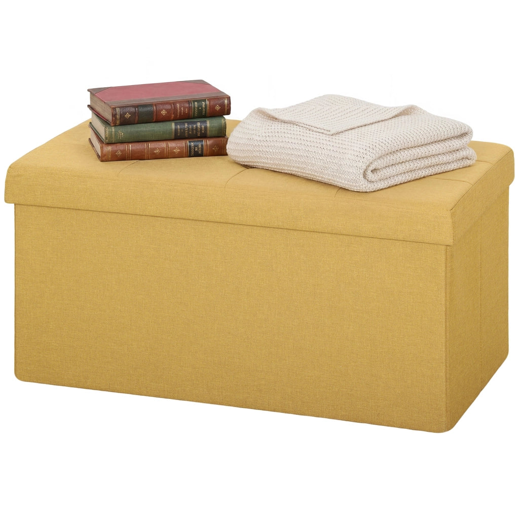 Puff con Contenitore ¨C Minimal ¨C 76x38x38 cm, Tessuto, Giallo