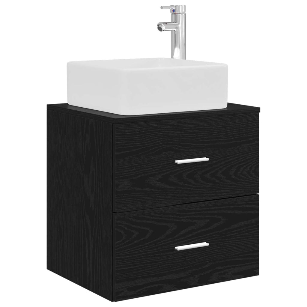 Mobile Lavabo da Parete Rovere Nero 53 x 34,5 x 63 cm 890287