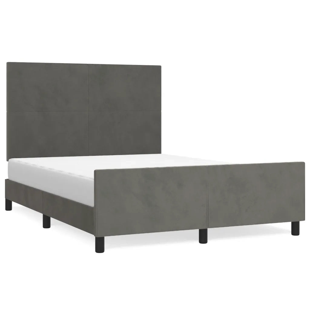 Letto matrimoniale | Letto per adulti | Giroletto senza Materasso Grigio Scuro 140x200 cm Velluto