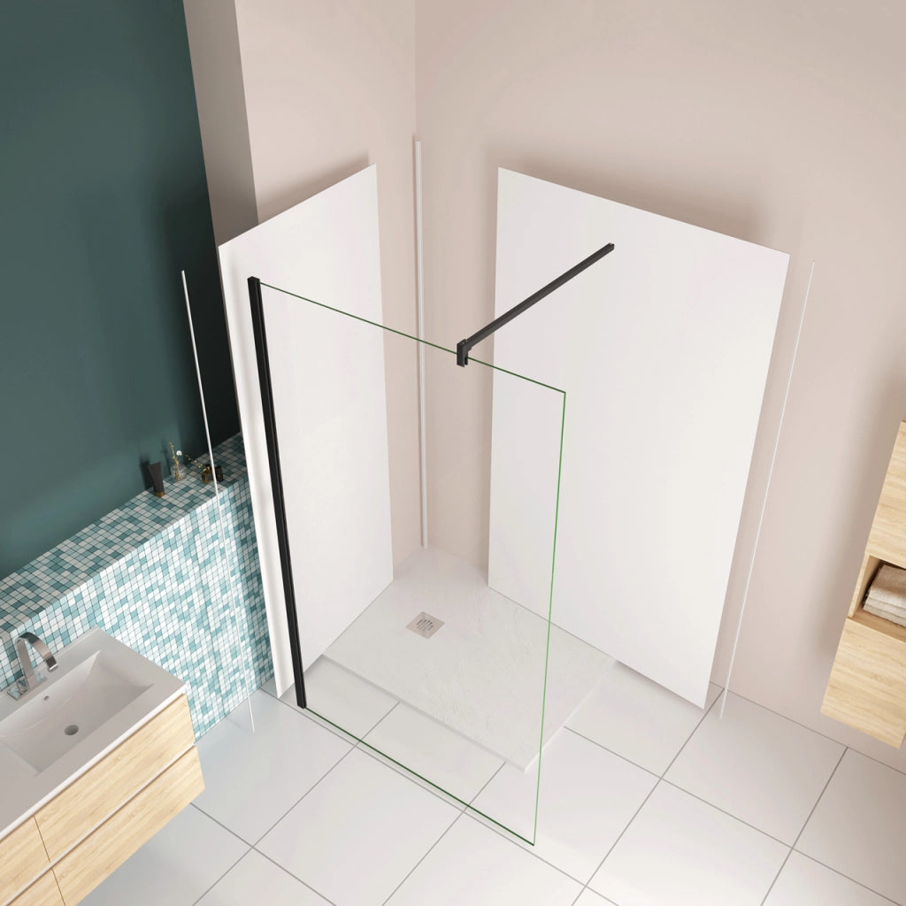 H.210 cm Pannello Doccia ad Angolo 40x40 cm Realizzato in Alluminio da 3 mm con Profili Finitura Bianco Opaco per Rivestimento Parete Bagno