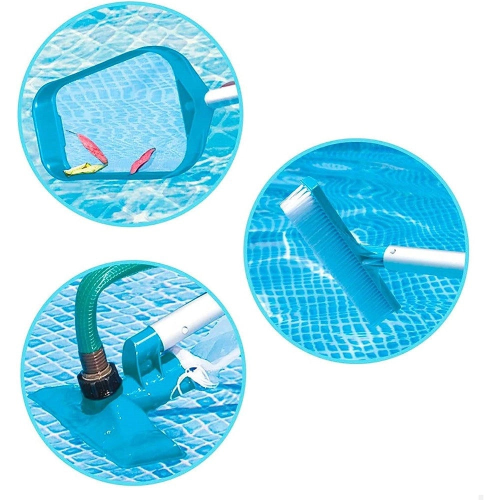 Trade Shop - Set Di Pulizia Basic Per Piscina Retina Spazzola Testa Aspiratrice Vacuum 29056 -