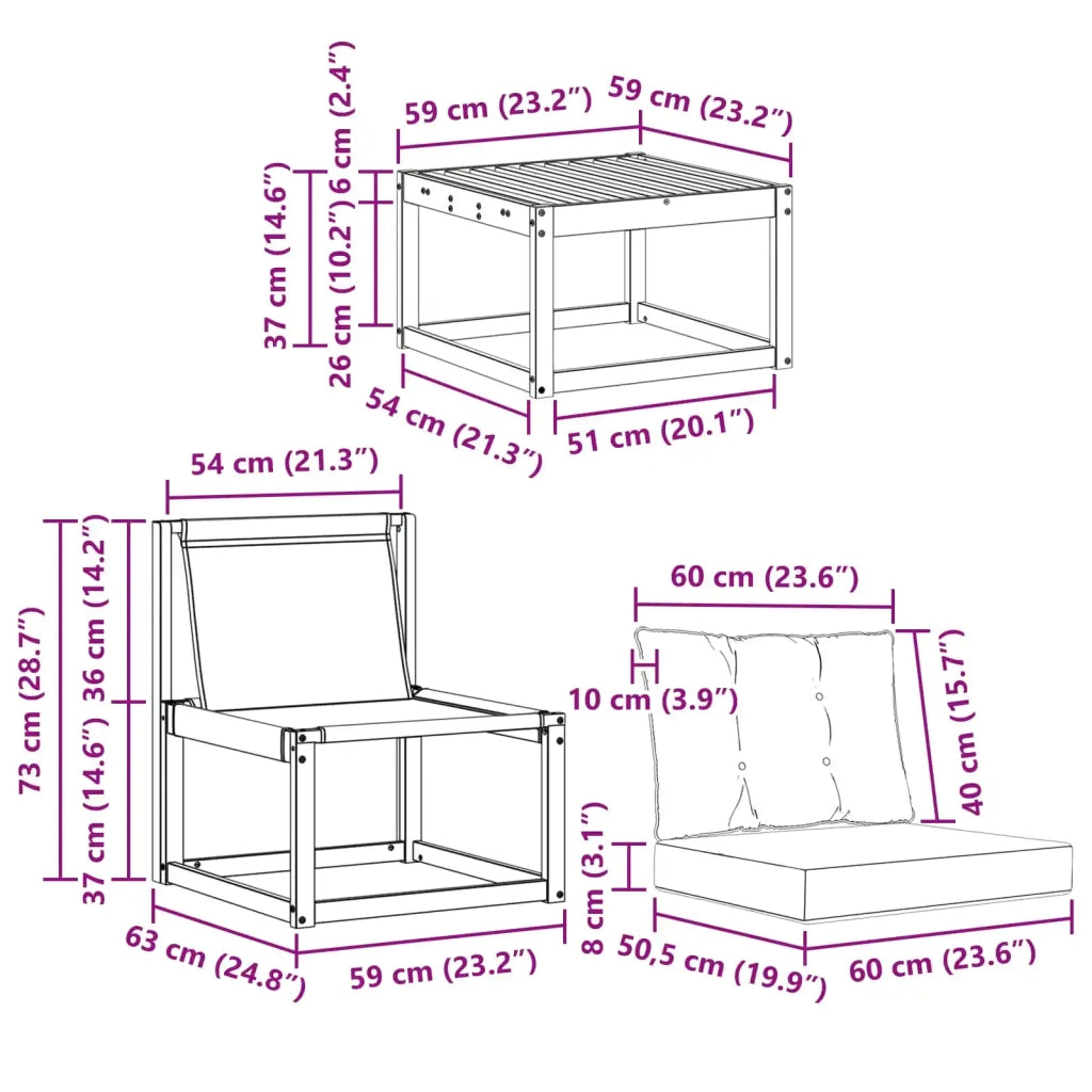 Set di divani da esterno 5 pcs Bianco e Grigio Chiaro 3389177