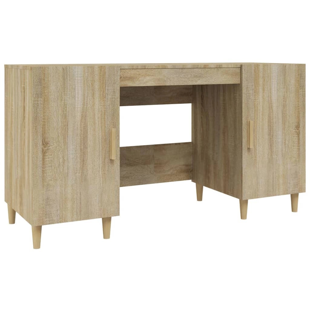Scrivania tavolo postazione di lavoro mobile per computer studio rovere Sonoma 140 x 50 x 75 cm legno ingegnerizzato marrone 02_0023650