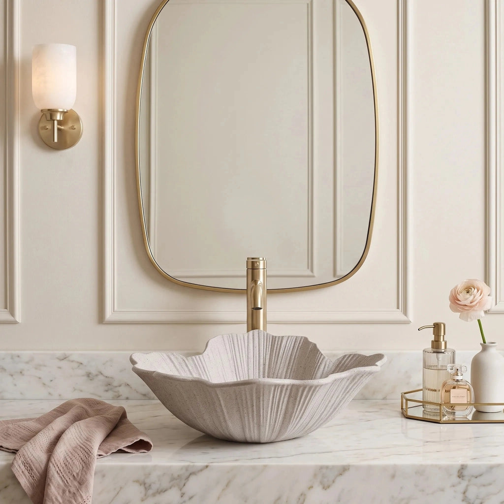 Lavabo Da Appoggio Rea Flower Beige