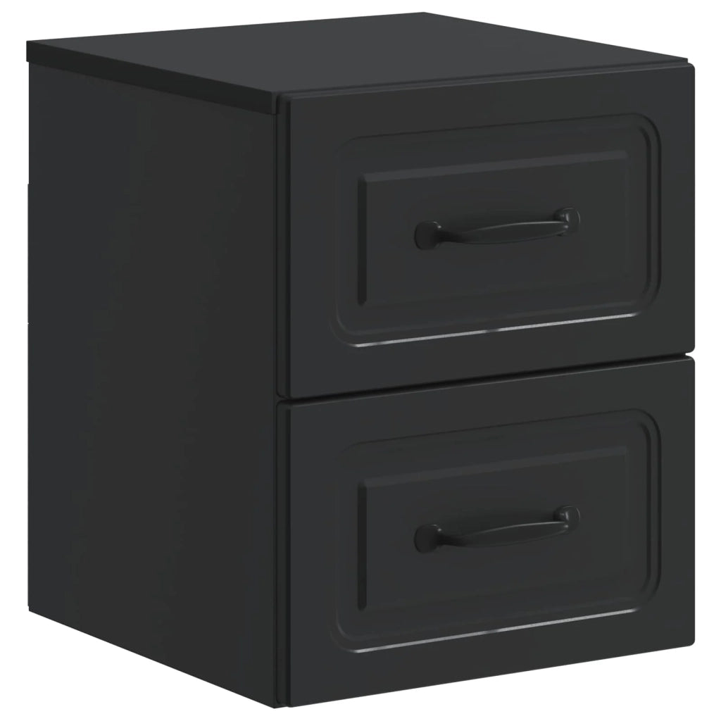 Set di 2 Comodini | Armadio da Notte | Mobiletto da notte a muro Nero 34,5 x 33 x 40 cm