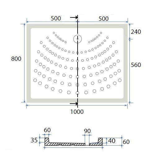 Piatto Doccia 72x90xh.6 cm Rettangolare In Ceramica Dianhydro
