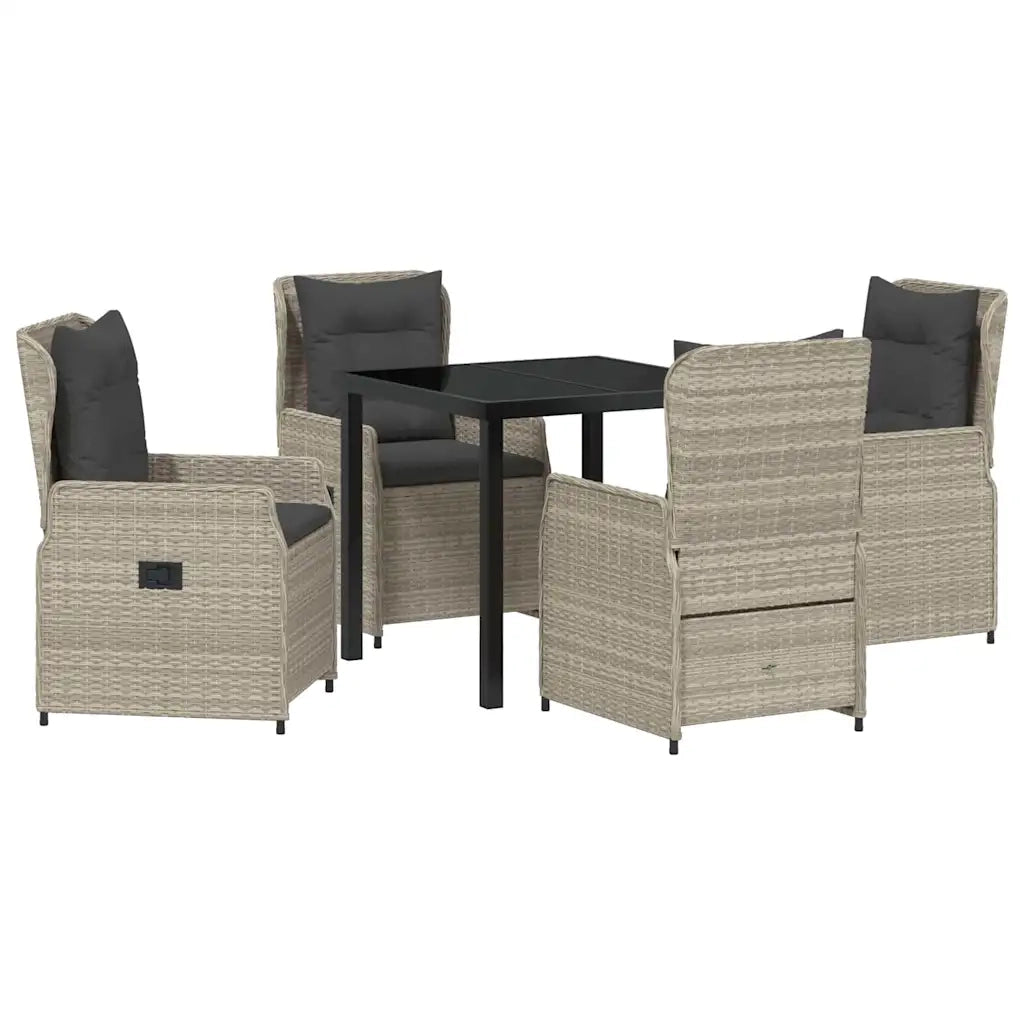 Set da Pranzo per Giardino 5 pcs Grigio chiaro polyrattan
