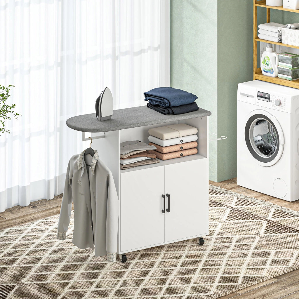 Armadio Asse da Stiro con Ante e Cassetti ¨C Minimal ¨C Bianco 125x43.5x102.5 cm