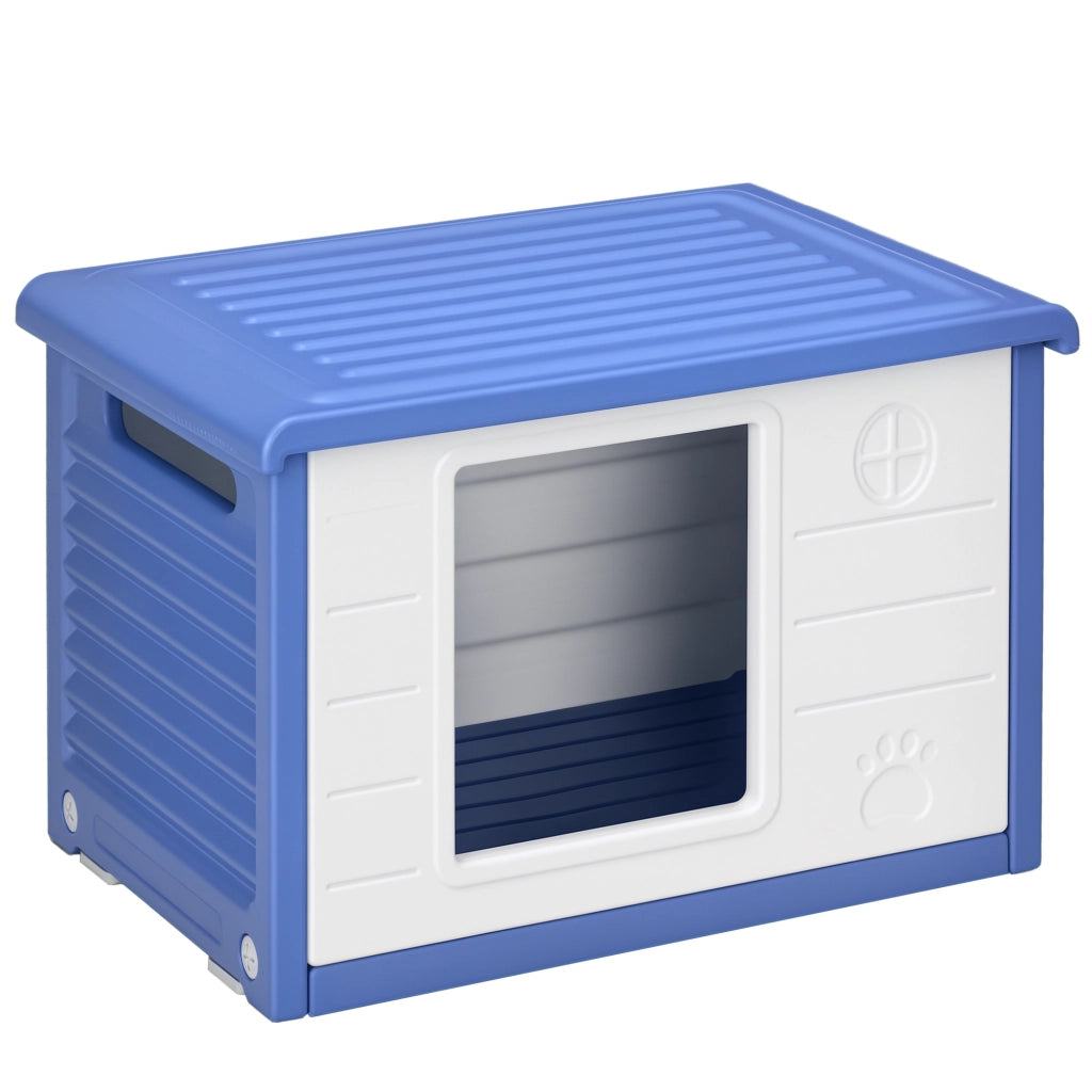 Casetta per cani esterna in plastica ¨C zephmum ¨C blu e bianco