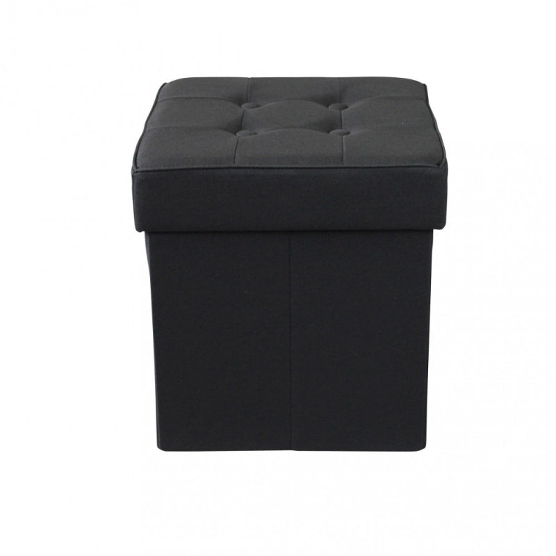 POUF CONTENITORE QUADRATO IN STOFFA NERO