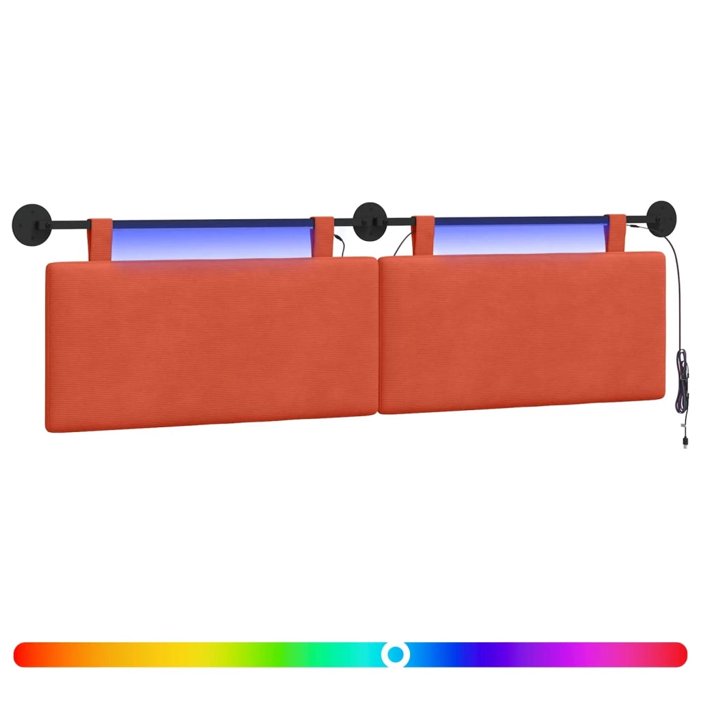 Testiera | Testata sospesa Con luce LED Rosso Arancio Tessuto in Cords