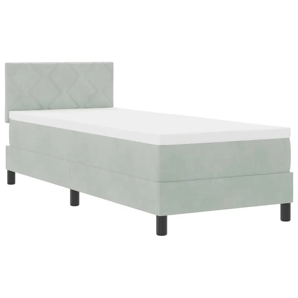 Letto a molle con materasso Grigio chiaro 80 x 200 cm Velluto 3339200