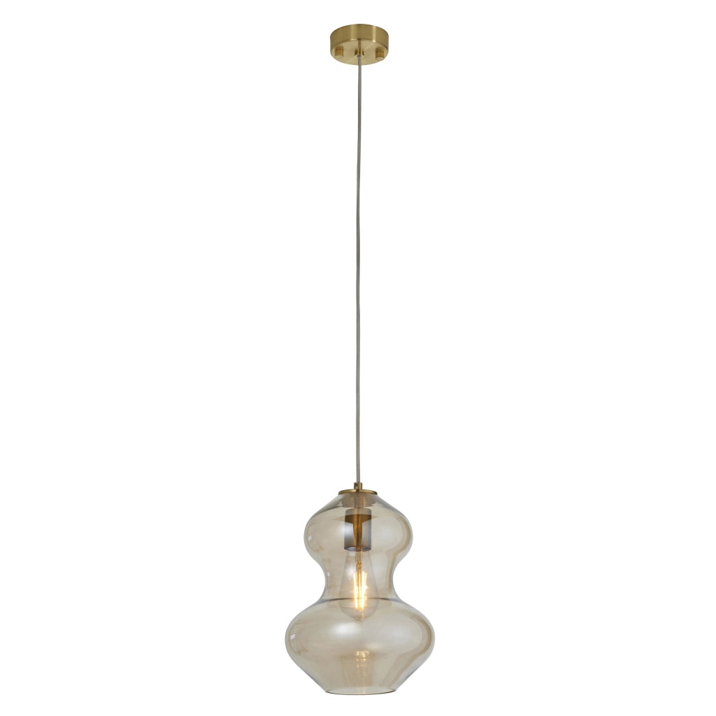 Lampada a sospensione vetro champagne ottone E27 Endon