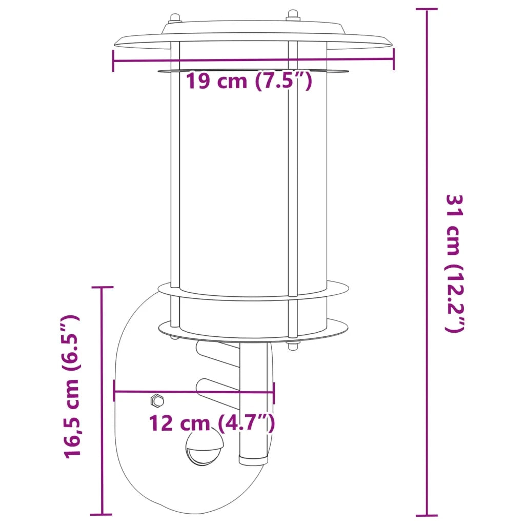 Applique da Esterno con Sensore Nera in Acciaio Inossidabile 4006290