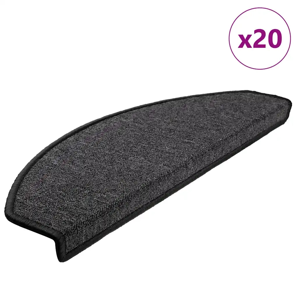 Tappetini per scale 20 pz 65x24x4 cm Antracite Semicircolari Grandi 3365789