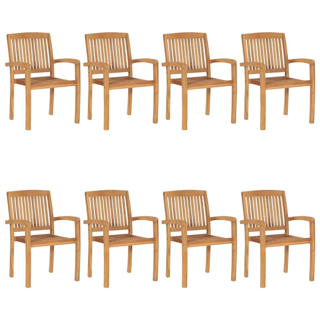 Sedie da Giardino Impilabili 8 pz con Cuscini Massello di Teak 3073250