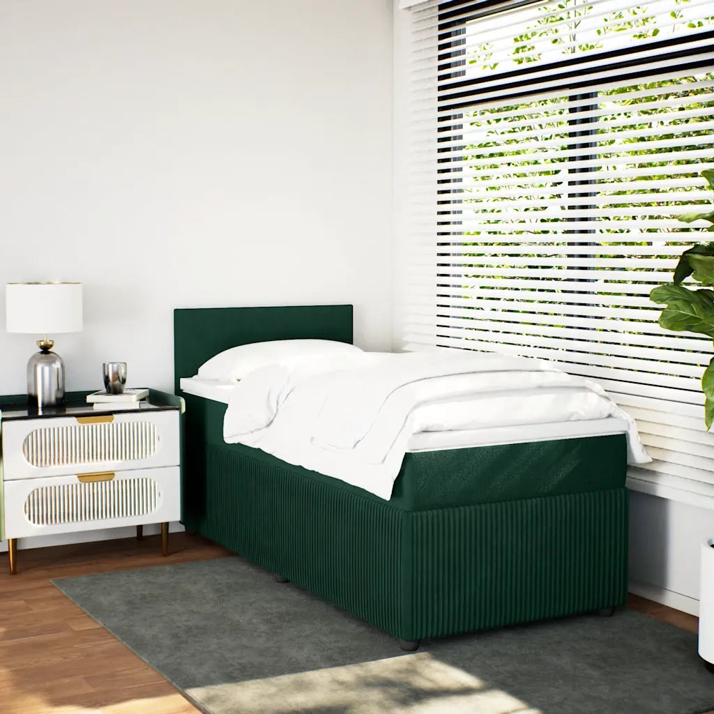 Giroletto a Molle con Materasso Verde Scuro 100x200 cm Velluto 3287659