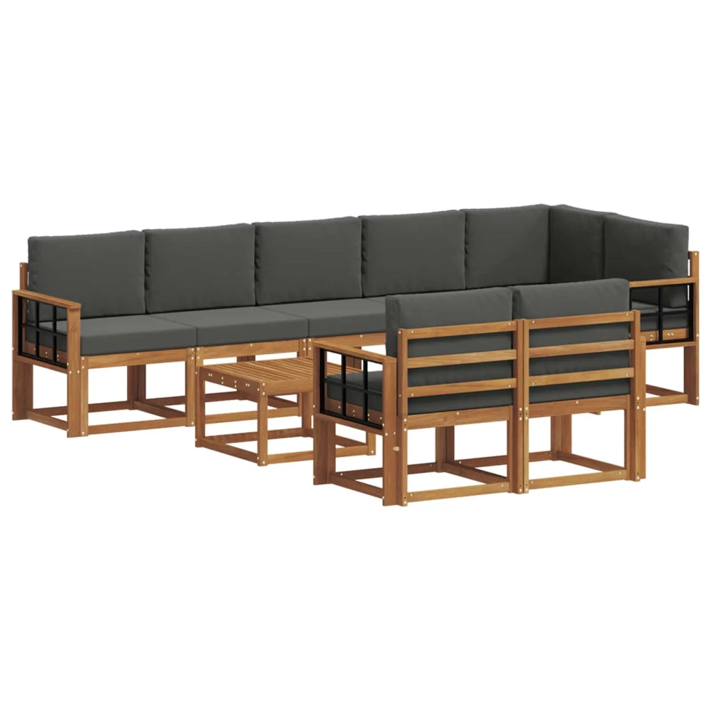 Set di divani da esterno con cuscino 9 pcs Naturale e Antracite 3366615