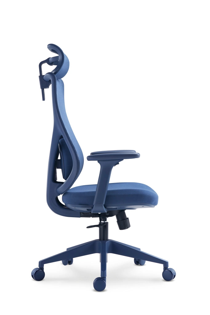 Sedia studio Hispanohogar altezza regolabile in tessuto blu