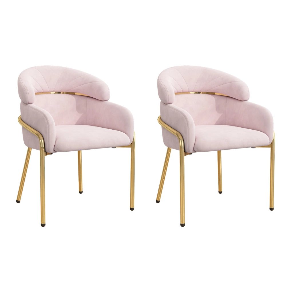 Sedia da pranzo singola - Zephmum - Gambe in metallo - Velluto rosa