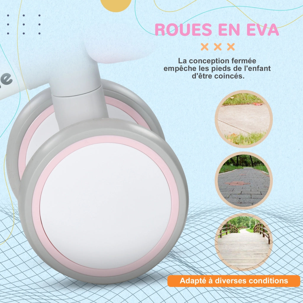 Bicicletta Senza Pedali Bambini 4 Ruote ¨C Minimal ¨C Grigio Bianco Rosa