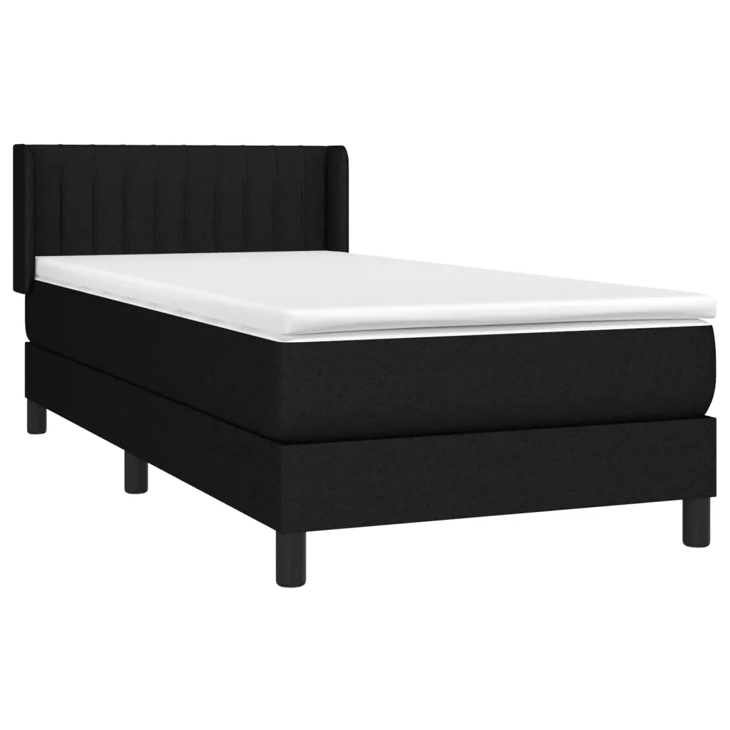 Giroletto a Molle con Materasso-Struttura Letto Nero 80x200 cm inTessuto 852782