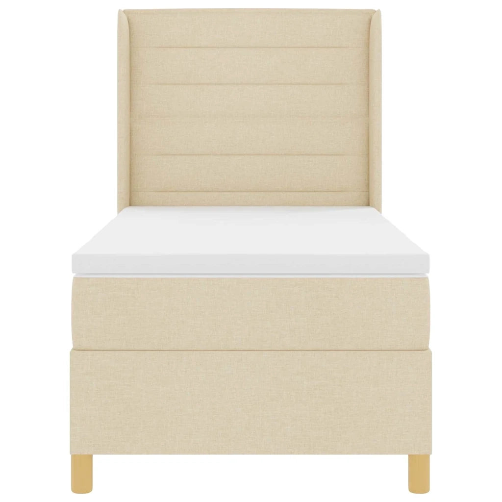 Letto a molle con strisce LED Crema 100 x 200 cm Tessuto 3343621
