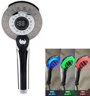 Douchekop LED con Sensore di Temperatura - 3 Modalità di Aspersione - Efficace nell'Uso dell'Acqua - Progettazione Ergonomica - Disegno Compatto e Leggero - Resistente alla Corrosione - Douchette Manuale
