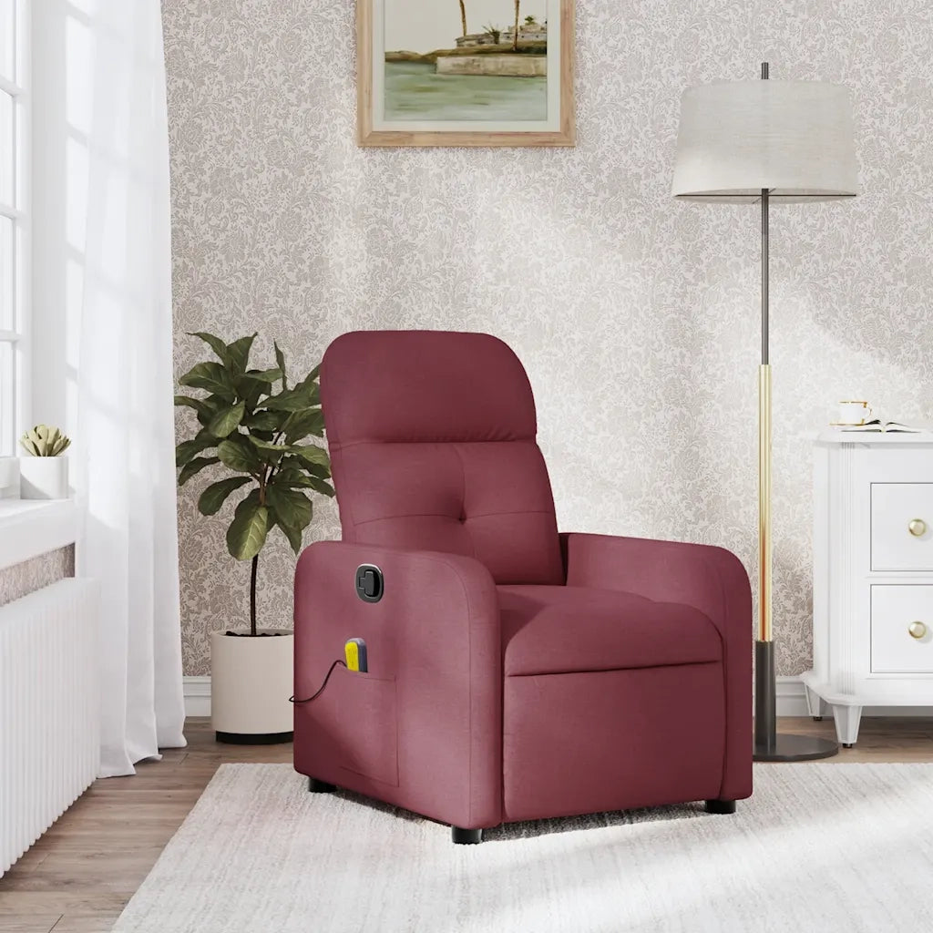 Poltrona Massaggiante | Sedia Relax Reclinabile Rosso Vino in Tessuto