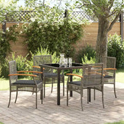 Set da Pranzo per Giardino 5 pcs Grigio polyrattan