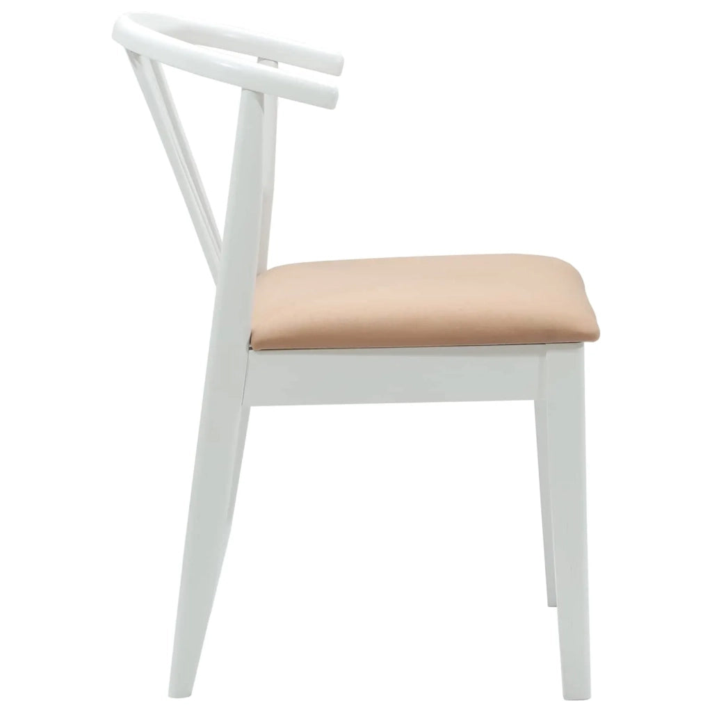 Sedia da pranzo 2 pcs Bianco e marrone Legno di gomma massiccio
