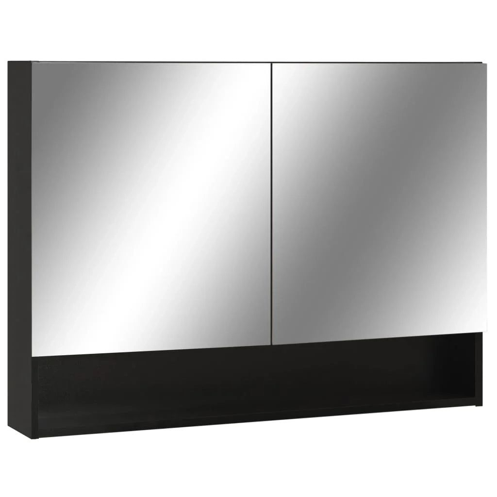 Mobiletto a specchio da bagno a LED 80 x 15 x 60 cm MDF nero 02_0006734