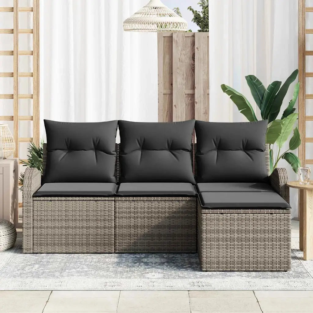 Set Divano da Giardino Grigio polyrattan 3345989