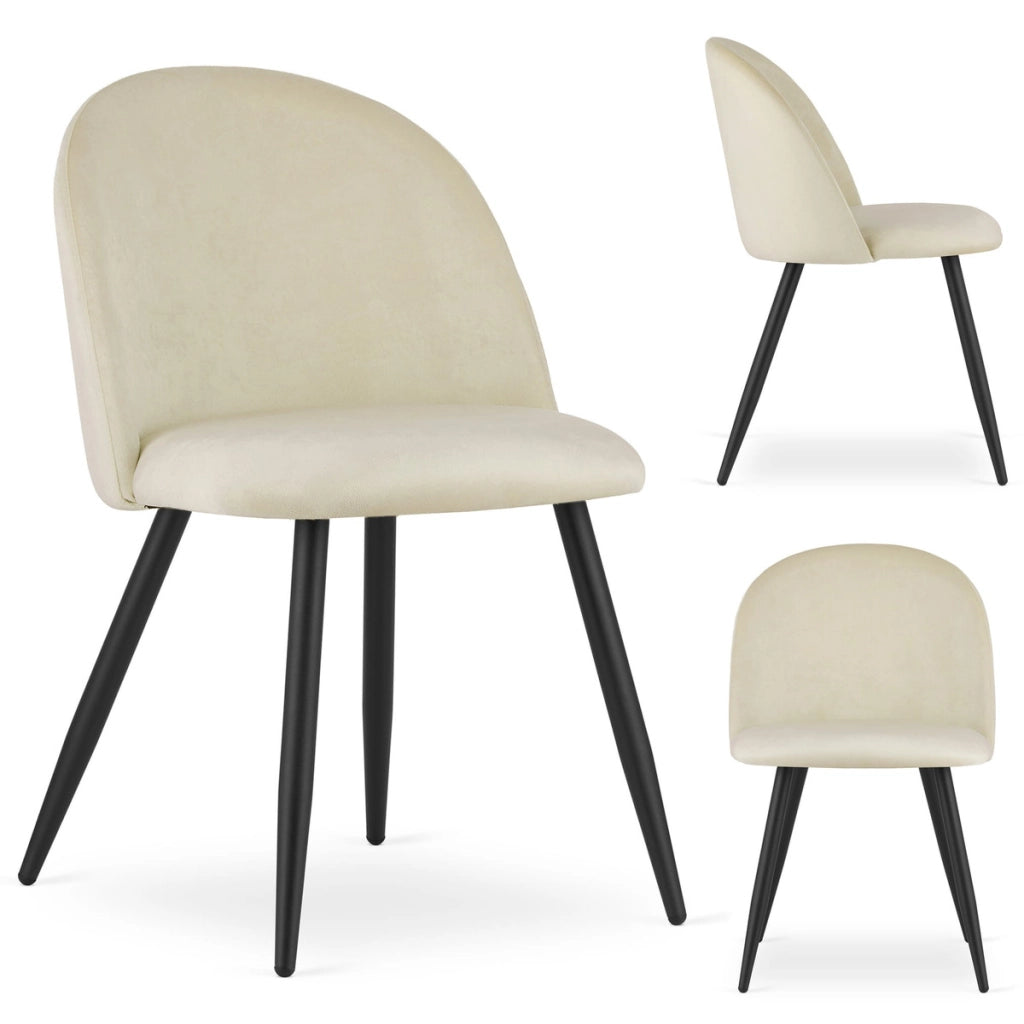 Sedia Bello in velluto beige e gambe in metallo nero