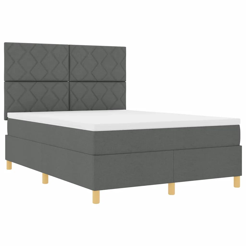 Letto a molle con materasso Grigio scuro 140 x 200 cm Tessuto 3339701