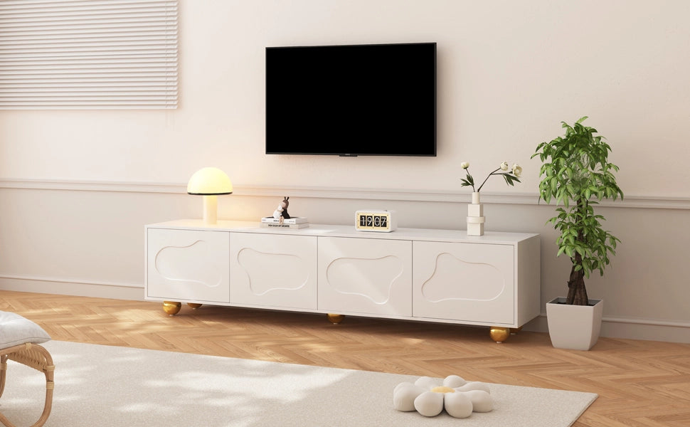 Cassettiera per TV bianca in truciolato lunghezza 180 cm