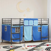 Struttura del Letto Loft per Bambini con Tendine Nero e Blu