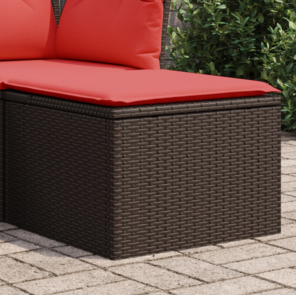 Sgabello da giardino con cuscino marrone 55x55x37 cm in polyrattan 366231