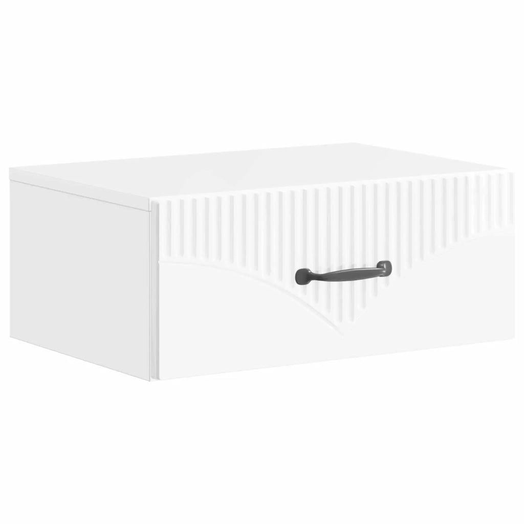 Set di 2 Comodini | Armadio da Notte | Mobiletto da notte a muro Bianco Lucido 49 x 34,5 x 20 cm