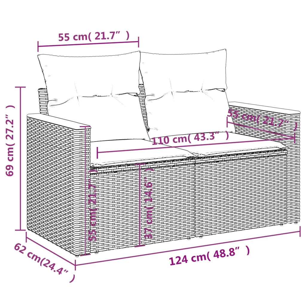 Set Divani da Giardino con Cuscini 7pz Nero Polyrattan 3226223
